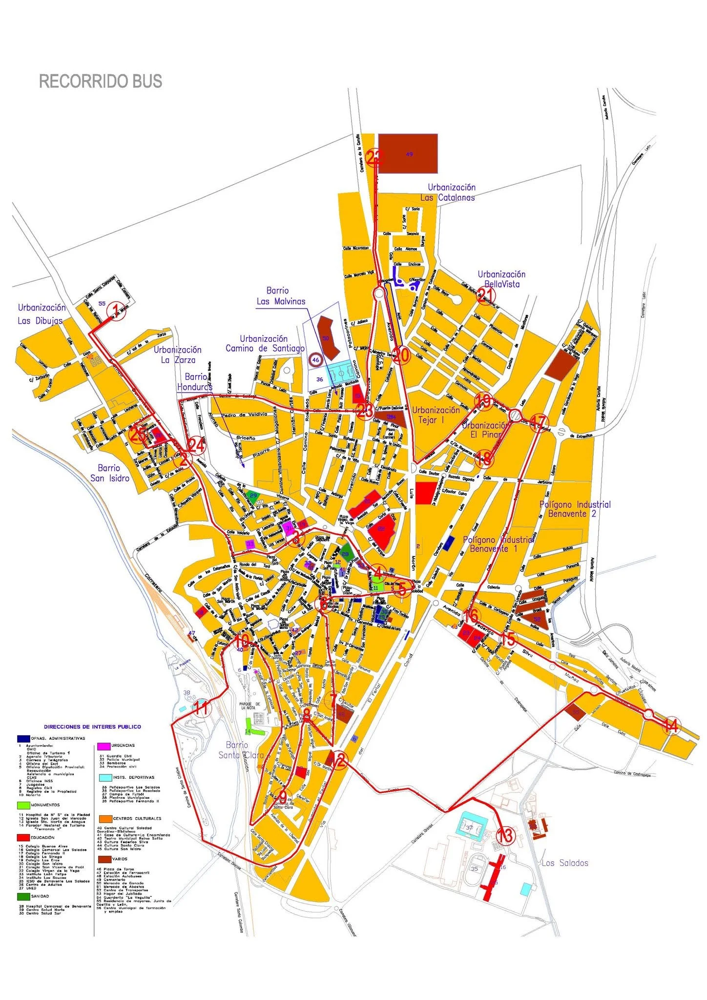 Recorrido línea U: San Isidro (Circular)