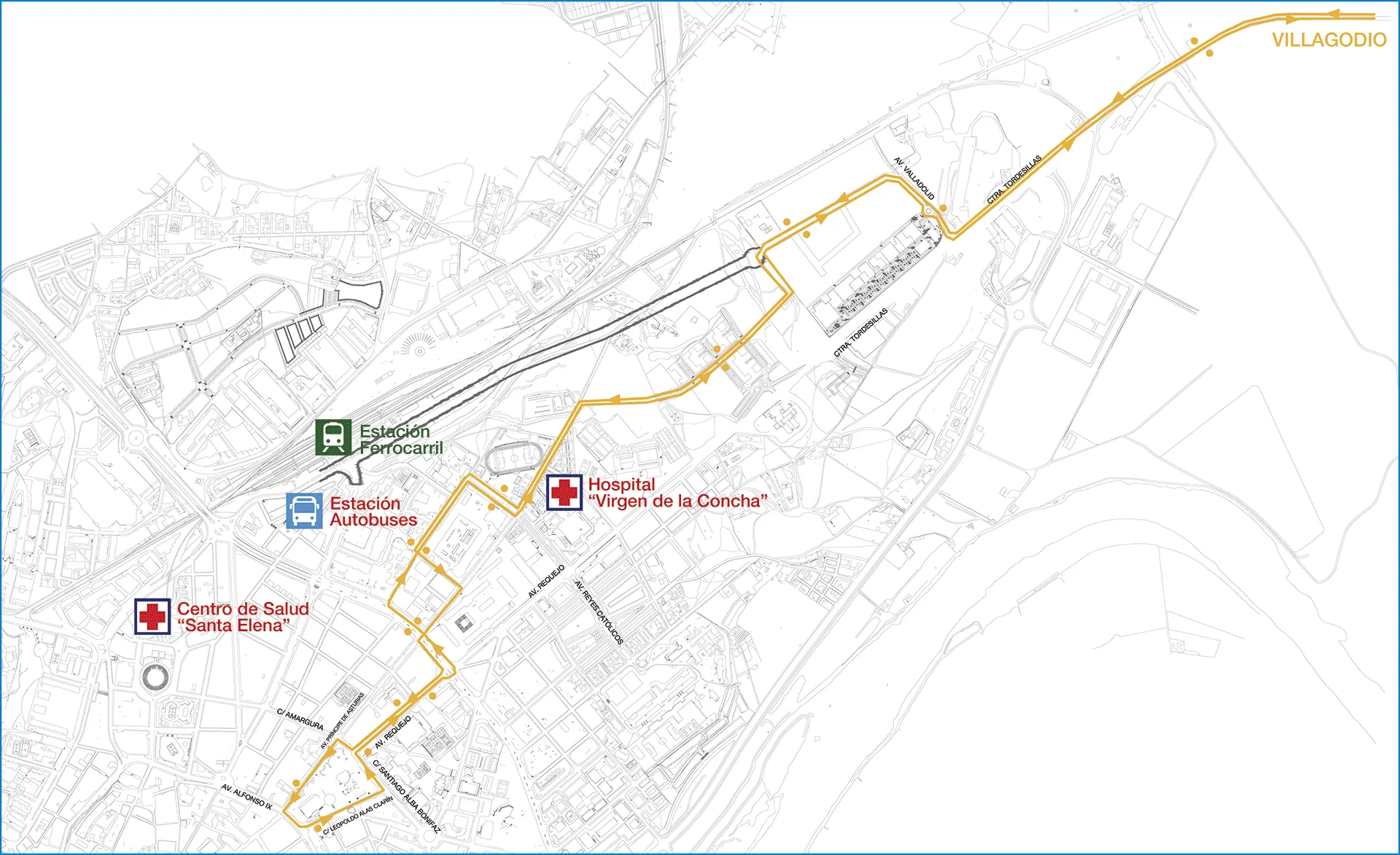 Recorrido línea 5: Alas Clarín - Coreses