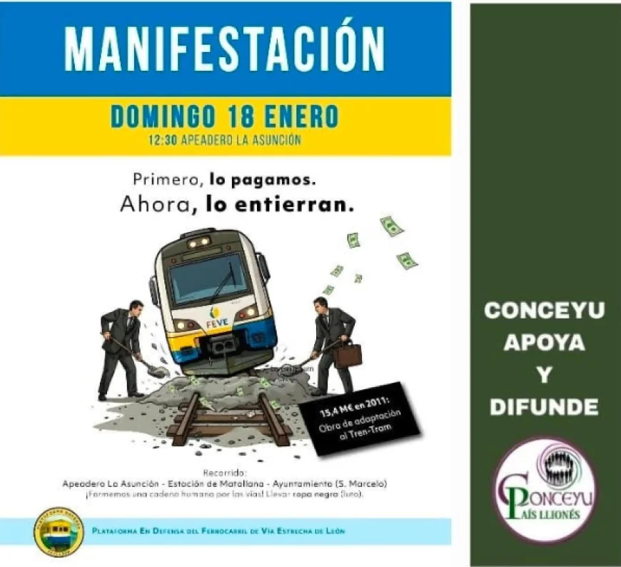 Las asociaciones Conceyu y Xuntanza  se unirán a la manifestación por la FEVE en León